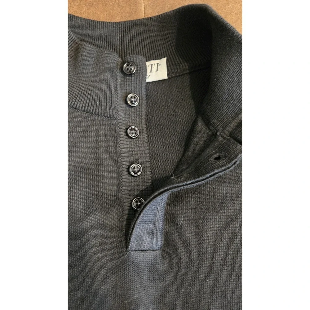 Leveti Mens Made In Italy Black Sweater Size Medium Cotton Modal Mix Comfy Soft